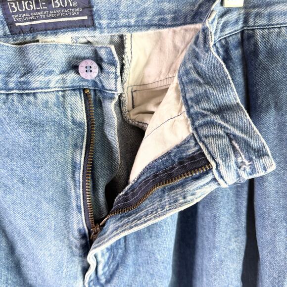 Bugle Boy VTG Men's 38x30 Medium Blue Wash Pleated Front Tapered Leg Jeans - Picture 8 of 12